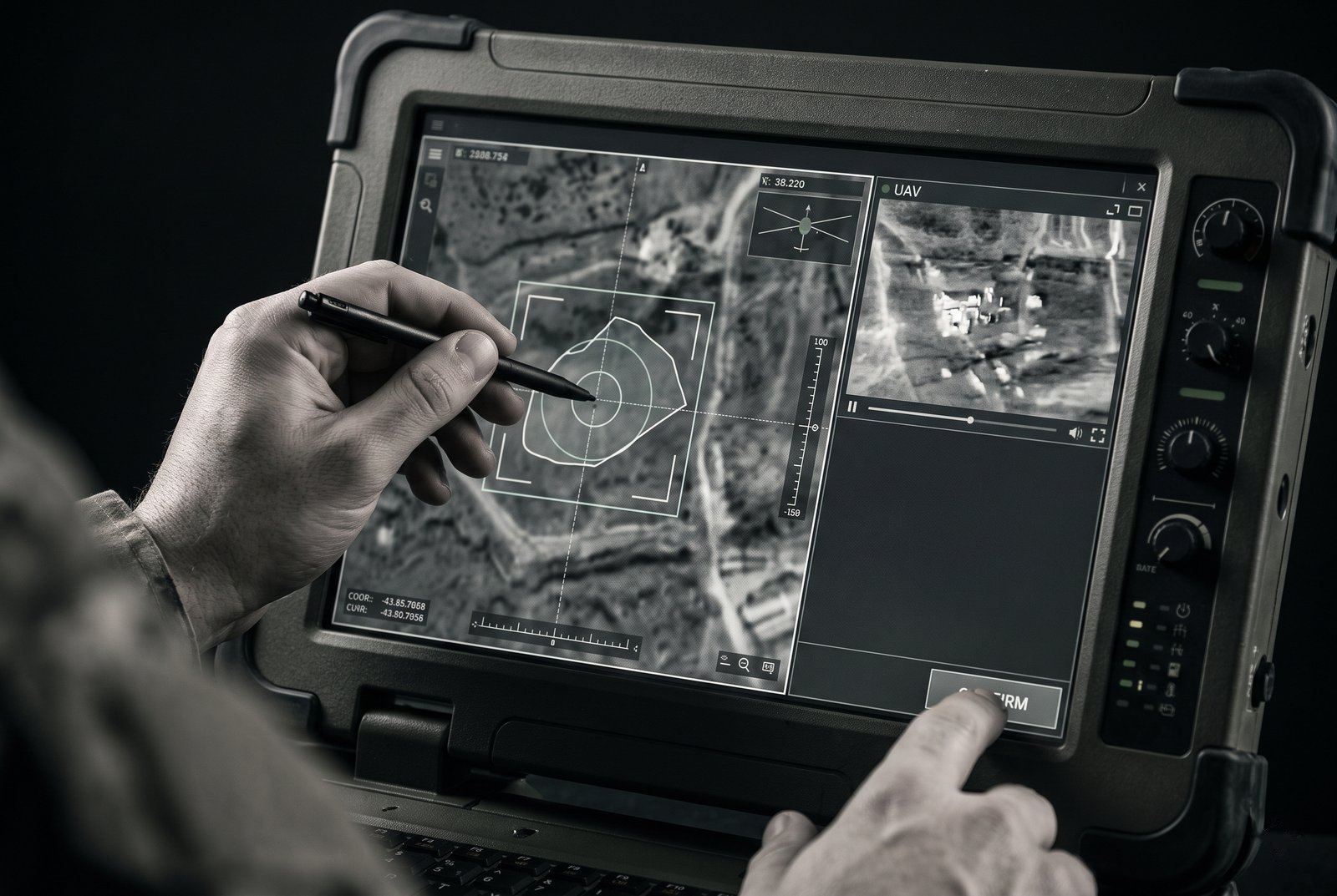 Operator defining a target on a map before approving a response